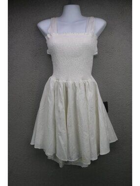 LuLus White Smocked Short Backless‎ Dress-Size XL-Cottagecore-Minimalist-NWT
